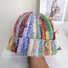 Chapéu Feito à Mão ~ Chapéu de Lã Colorido Misto Torcido com Múltiplas Fios Resistente Chapéu Colorido Dopamina Feminino de Inverno Quente Chapéu Pulôver Tendência