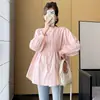 En stock 2024 otoño nuevo para maternidad camisa de manga larga mujeres embarazadas camisa de muñeca moda marea mamá
