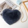 Popular Bolso de Corazón Transfronterizo Imitación Piel de Conejo Lindo Moda Bolso de Corazón Bolso de Mano para Mujer Bolso de Felpa con Forma de Corazón para Mujer