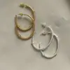 Pendientes Minimalistas Franceses en Forma de C para Mujer, Diseño Vintage de Nicho con un Toque de Lujo, Pendientes de Botón Ovalados Trenzados Dobles Cepillados