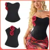 Corset strapless preto sexy estilo chinês com flor de rosa tridimensional para mulheres, peça externa modeladora de cintura e corpo, atacado