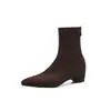 Nuevas botas calcetín de gamuza para otoño/invierno europeas y americanas, botas elásticas ajustadas con 5 cm de aumento interno de altura, elegantes botas de moda para tobillo de mujer