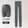 Calça de algodão compressiva cinza escuro para mulheres, cintura alta e lisa, listras verticais, primavera, outono e inverno, forrada com fleece, leggings grossos, meia-calça, artefato para cobrir as pernas