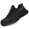 Sapatos de malha respirável para homens, calçados de trabalho resistentes a impactos e pinos, sola de EVA, exportação transfronteiriça, calçados de proteção da moda respiráveis