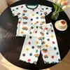 Ropa para Niños de 1 a 7 Años, Conjunto de Ropa Climatizada para Uso en Casa, Pijama de Manga Corta para Niños, Conjunto de Dos Piezas de Verano para Niñas