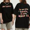 2025 Nuevo Patrón de Letras de Dibujos Animados de Bad Bunny Estampado Casual Urbano Hip-Hop de Manga Corta para Hombre y Mujer