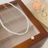 NK-19 Colgante de Perla Acero de Titanio Collar de Doble Capa Gama Alta Nicho Entrada al Lujo Cadena para Clavícula de Mujer Cadena de Clavícula Celebridad de Internet