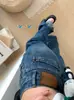 Jeans vintage de pierna recta azul lavado para mujer, corte relajado, cintura alta, adelgazantes, pierna ancha, pantalones de largo hasta el suelo