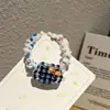 Lindo Peluche de Gato a Cuadros Azules Anillo para el Cabello Dulce Suave Lindo Estilo de Niña Cuerda para el Cabello para Cola de Caballo Accesorios Accesorios para el Cabello Otoño e Invierno Nuevo
