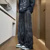 Calça Casual Texturizada Tie-Dye Vintage para Homens, Colete de Lã Tendência Outono e Inverno para Casais, Calça Reta Larga de Corte Solto