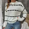 El suéter pullover de cuello redondo más vendido de Temu, un suéter de punto estilo europeo y americano para el Día de San Valentín, un suéter dulce y romántico de manga larga con diseño de corazón, perfecto para citas