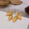 Pendientes de Flor de Acero Inoxidable Chapado en Oro de 18 Quilates, Venta Caliente Transfronteriza de Nicho, Conservación del Color, Sensación de Alta Gama, Joyería PVD que No se Desvanece para Mujeres