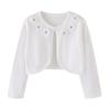 Versão coreana da unha miçanga flor suéter infantil casaco xale pequeno verão protetor solar ar condicionado camisa meninas malha cardigan atacado