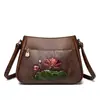 Bolsa para Mujer 2026 Estilo Chino Estampado de Loto Bolso Cruzado Gran Capacidad Elegante Bolso de Hombro Único para Mamá y Suegra