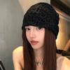 Gorro holgado estilo americano con estampado de leopardo para mujer, Nuevo versátil para primavera/verano 2025, Gorro cálido para circunferencia de cabeza grande con un toque atmosférico