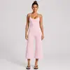 Conjunto de yoga transfronterizo con hermosa camiseta sin mangas deportiva de espalda, conjunto de pantalones cropped de pierna ancha de cintura alta de secado rápido para correr y fitness para mujer