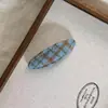 Grampo de Pressão com Botão Tecido Xadrez Retrô Linha de Prensagem Outono Inverno Versátil Franja Lateral Acessório de Cabelo
