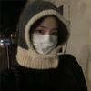 Balaclava Ding Zouzao Feminina Outono e Inverno Cachecol Quente Chapéu de Lã Tricotado Peça Única Proteção para as Orelhas Chapéu Lei Feng