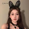 Festa de Ano Novo Coelho Brilhante Menina Renda Headband Véu Pena Gato Orelhas de Coelho Headband Natal Ano Novo Festa Headwear