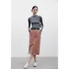 Gola alta fina feminina 100% lã pura Merino penteada sem costura Lavável à máquina Gola alta parcial Malha fina para usar por baixo