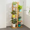 Estante de bambú para flores de pie, estante simple para flores para balcón, soporte especial para macetas para sala de estar, soporte para plantas suculentas de interior