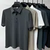 Polo de verano, camiseta de manga corta para hombre, de alta gama, de malla jacquard de bambú y seda helada, con solapa, color liso, ropa superior