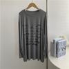 Camiseta Holgada Midi Modal con Letra Difusa de Manga Larga Suave Delgada Talla Extra Top Básico Modal para Mujer
