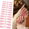 Puntas de Uñas Europeas y Americanas de Moda de Gama Alta Mate de Punta Larga, Colección de Color Sólido, Piezas para Uñas, 24 Piezas
