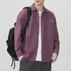 Camisa retro de manga larga para hombre estilo japonés, modelo otoño 2026, corte holgado, bloques de color, con bolsillo, camisa de algodón puro, chaqueta de marca moderna