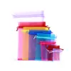 Bolsa de hilo de caramelo de color sólido para venta al por mayor, bolsa de embalaje con cordón para joyería, bolsa de organza para regalo, bolsa de malla con cordón para joyería