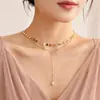 Joias transfronteiriças europeias e americanas moda design de moda acessórios de metal para mulheres colar de pérolas com franjas e lantejoulas de dupla camada