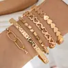Joias Transfronteiriças Europeias e Americanas Pulseira de Corrente Simples Personalizada Pulseira Aberta Geométrica Brilhante Moda Retrô Conjunto de Pulseiras
