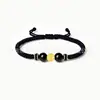 Pulseira de Contas da Sorte com Mantra de Seis Caracteres em Ouro Puro 999, Pulseira Trançada de Obsidiana, Ano do Zodíaco, Atacado de Fábrica
