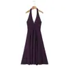 Diseño de Moda Otoño 2025 para Mujer: Vestido Francés Único, Versátil, Ajustado, Elegante con Cuello Halter