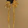 Pôr do sol flor dourada francês retro flor dourada borla brincos nicho luz luxo high-end elegante todos os brincos combinando