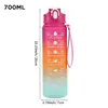 Botella de Agua Deportiva de Plástico con Color Degradado de Alto Atractivo Estético, Acabado Mate, Diseño Simple, Asa Portátil, Taza con Popote, Vaso para Exteriores