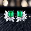 Novos brincos de temperamento europeu e americano retangulares Princess Square Diamond tesouro colorido micro cravejados assimétricos brincos de zircônia diamante Horse Eye
