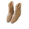 Botas Retro Francesas de Punta Cuadrada con Tacón Oculto de 4 cm, Caña Fruncida, Pierna Ancha, Suela Suave, Hebilla, Estilo Western, Novedad Otoño/Invierno 2026