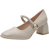 Saltos altos femininos 2023 nova primavera e outono estilo Hong Kong vestido cheongsam retrô salto médio grosso sapatos de camada única sapatos Mary Jane femininos franceses
