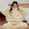 Nueva bata se puede usar fuera pijama de franela con cremallera para mujer manga larga otoño e invierno forro polar coral ropa de casa engrosada cálida