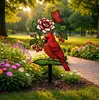 Estaca de Jardín Cardinal Art para Nuevo Producto Transfronterizo Pájaro Rojo Letrero de Hierro para Jardín Decoración de Patio