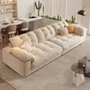Sofá de tela color crema para salas de estar pequeñas, simple moderno lujo ligero tela tecnológica línea recta hogar sofá nube