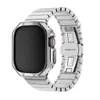 Pulseira de metal de aço inoxidável com fecho de borboleta alta para pulseira de Apple Watch geração 7/8 de 41mm para homens e mulheres