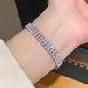 Pulseira de Zircônia Roxa Redonda, Luxo Leve, Nicho, Alta Qualidade, Pulseira Exquisita, Estilo Palaciano, Joia de Mão Versátil Atacado