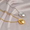 Collar Colgante Ovalado de Acero de Titanio para Mujer Lujo Ligero Nicho Estilo Europeo y Americano Personalidad Exagerada Cadena Larga para Suéter Simple Sentido de Alta Gama