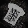 Camiseta Redonda con Estampado de Cruz Gótica Europea y Americana con Pedrería, Top Corto de Verano Vintage Hip-Hop Harajuku Ajustado para Mujer