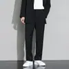 Pantalones de Seda de Hielo para Hombre Verano Nuevo Pierna Ancha Rectos Sueltos Casuales Pantalones de Traje para Primavera y Otoño