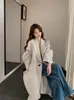 Bolsa Gratis Estilo Coreano Otoño e Invierno Hombro Derecho Chaqueta Larga de Lana por Encima de la Rodilla Ropa de Abrigo de Lana Chaqueta para Mujer Cuello de Traje Estilo Commuter