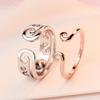 Anel de Casal Transfronteiriço Um Par de Anel de Abertura com Zircônia de Coroa Anel de Diamante de Simulação de Casamento Moda Simples Temperamento para Homens e Mulheres