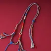 Collar de Cuerda de Algodón Trenzada Hecho a Mano Tibetano Cuerda Trenzada de Ocho Hilos Cuerda para Colgar Colgante de Buda Thangka Estilo Dios de la Riqueza de Cinco Vías